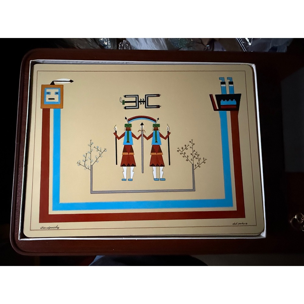 Pimpernel Sandpainting Place Mats Navajo Del Pavate Set of 4 Cork Back England
